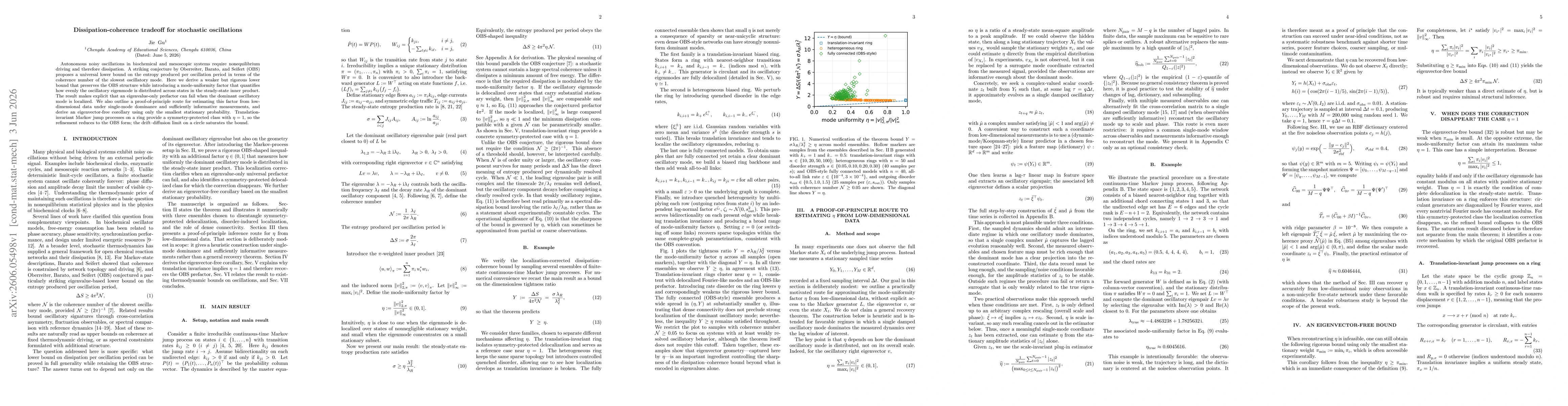 Thumbnail for Dissipation-coherence tradeoff for stochastic oscillations