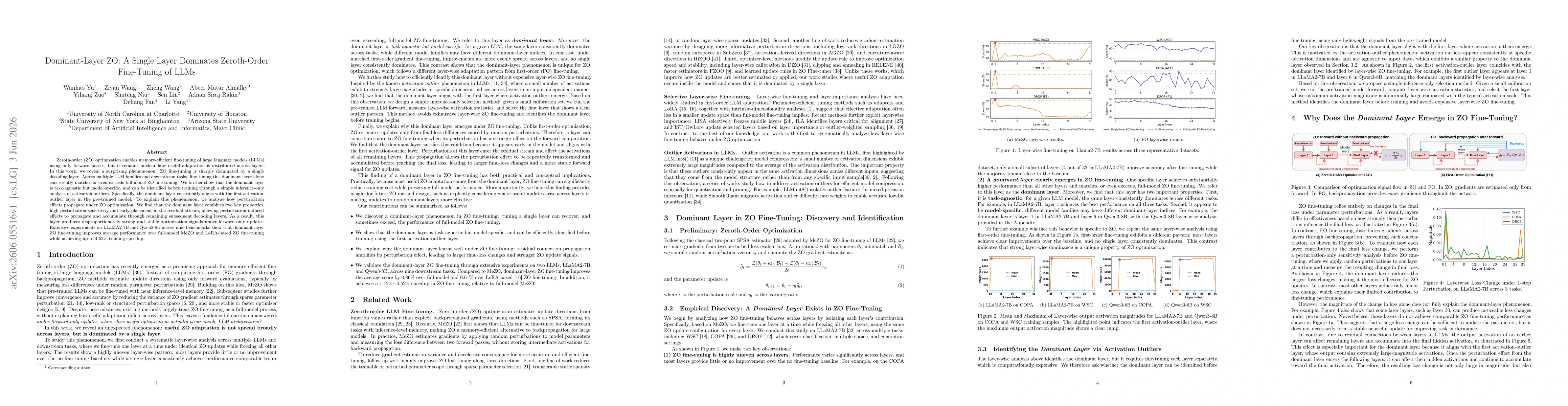 Thumbnail for Dominant-Layer ZO: A Single Layer Dominates Zeroth-Order Fine-Tuning of LLMs