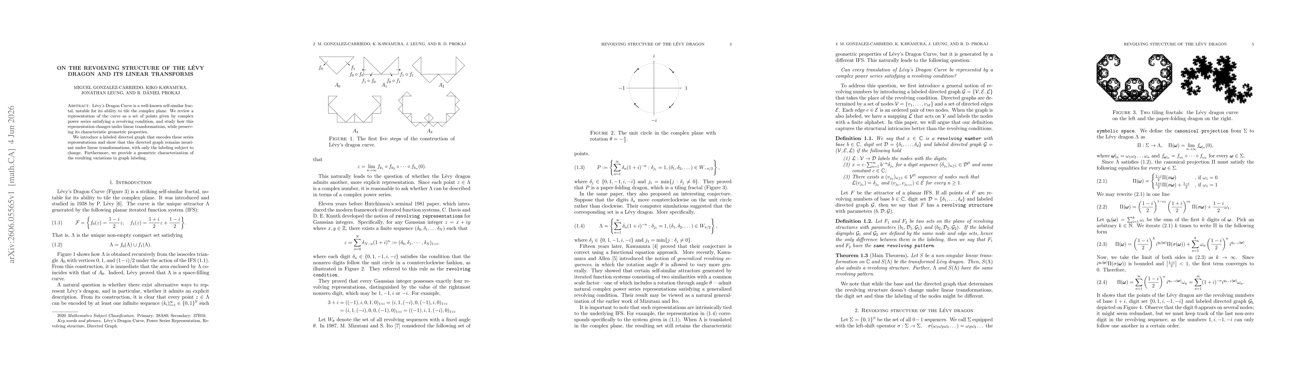 Thumbnail for On the revolving structure of the Lévy dragon and its linear transforms