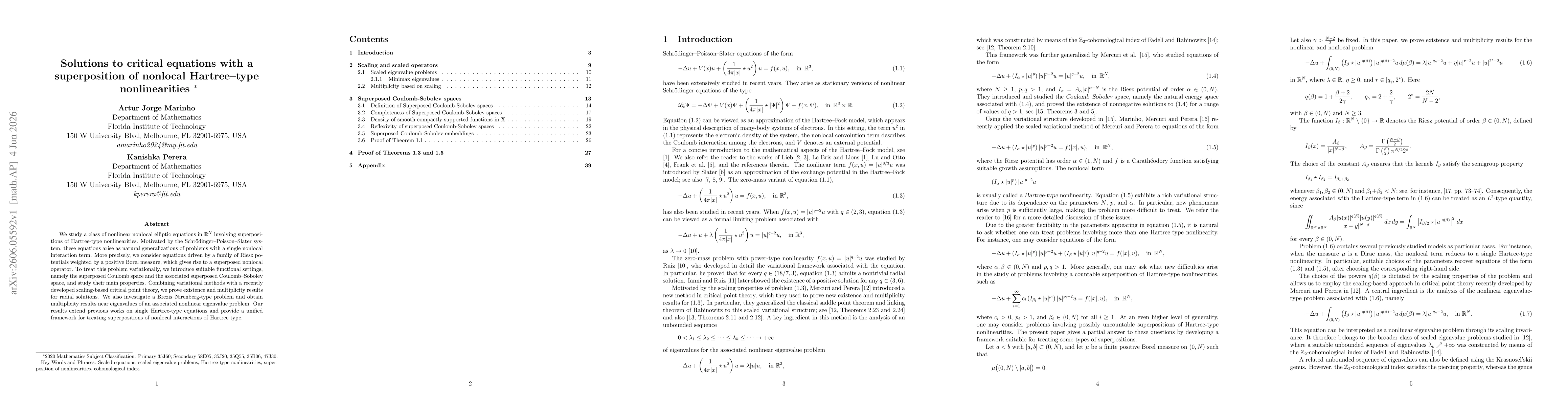 Thumbnail for Solutions to critical equations with a superposition of nonlocal Hartree-type nonlinearities