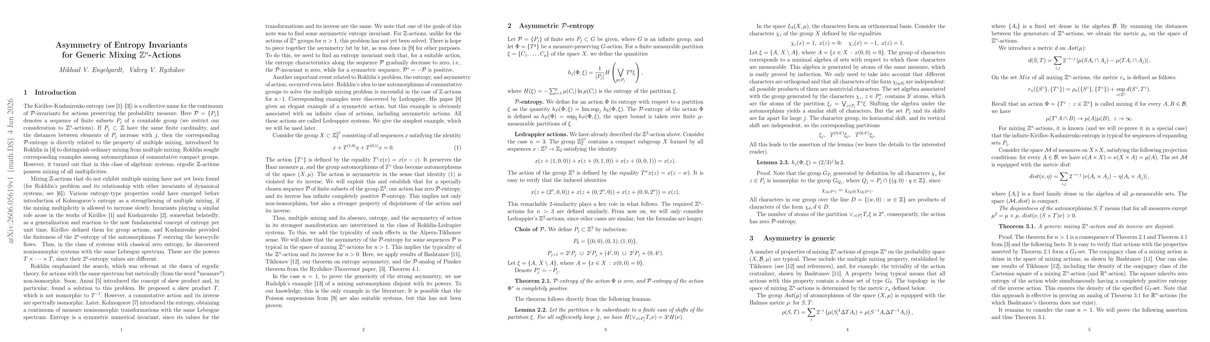 Thumbnail for Asymmetry of Entropy Invariants for Generic Mixing $Z^n$-Actions