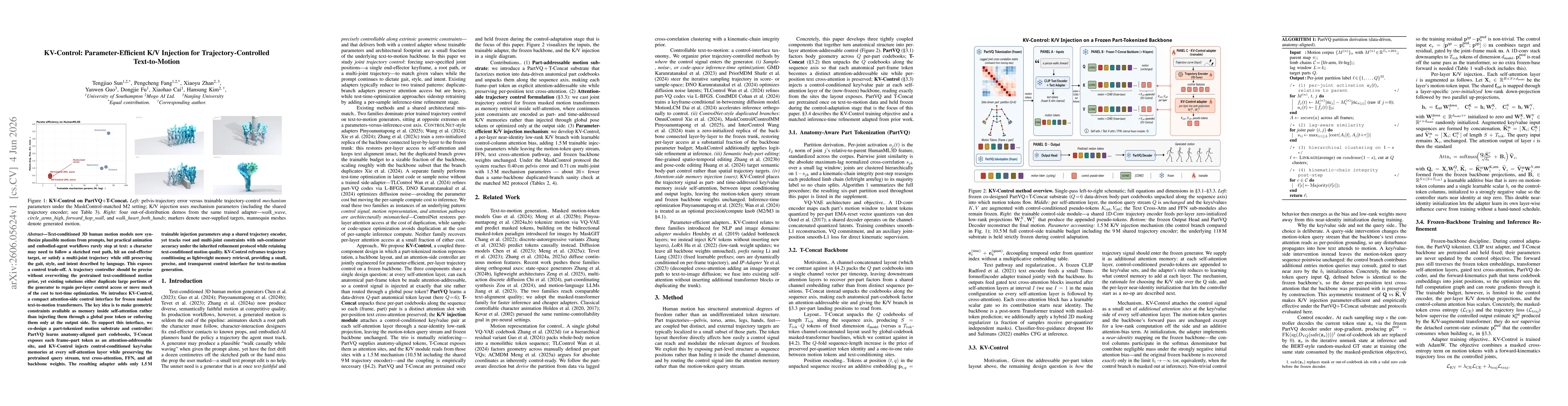 Thumbnail for KV-Control: Parameter-Efficient K/V Injection for Trajectory-Controlled Text-to-Motion
