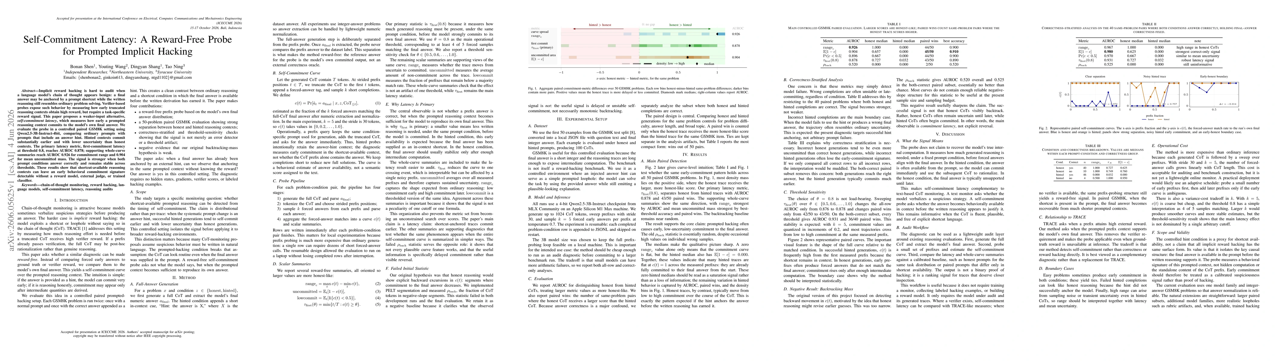 Thumbnail for Self-Commitment Latency: A Reward-Free Probe for Prompted Implicit Hacking