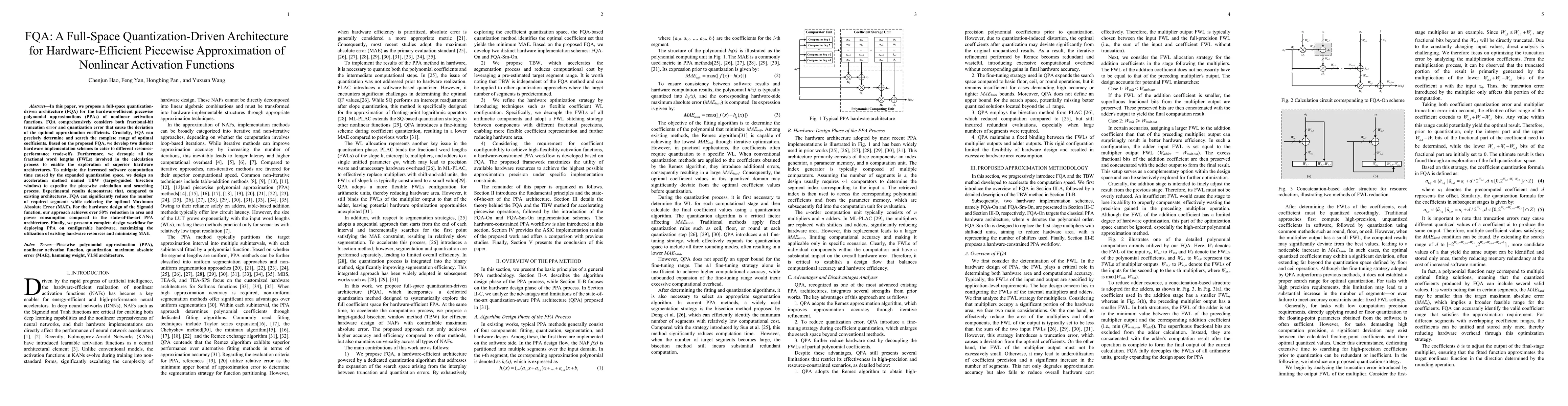 Thumbnail for FQA: A Full-Space Quantization-Driven Architecture for Hardware-Efficient Piecewise Approximation of Nonlinear Activation Functions