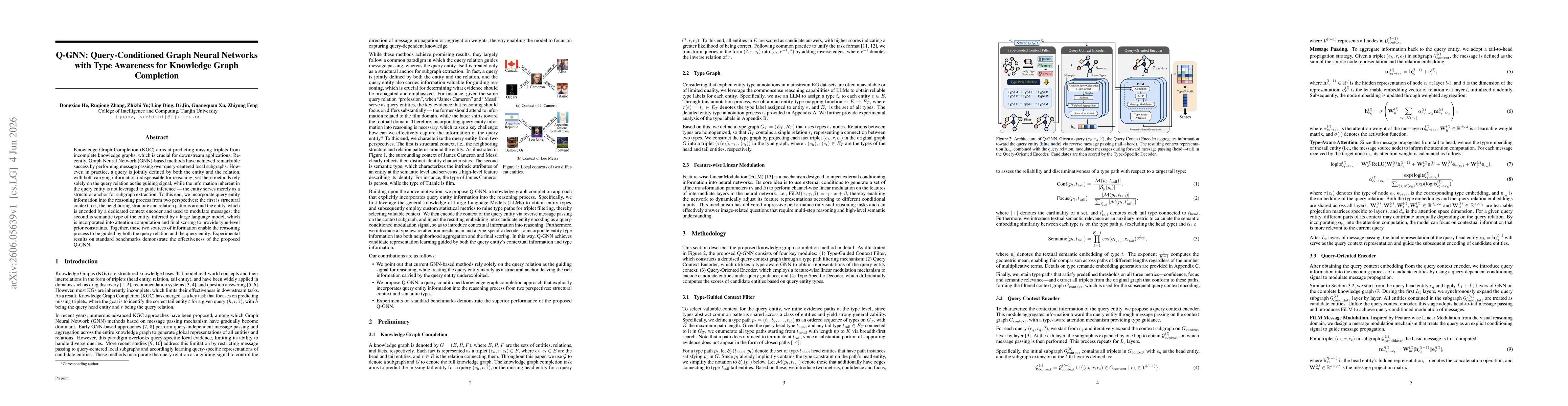 Thumbnail for Q-GNN: Query-Conditioned Graph Neural Networks with Type Awareness for Knowledge Graph Completion