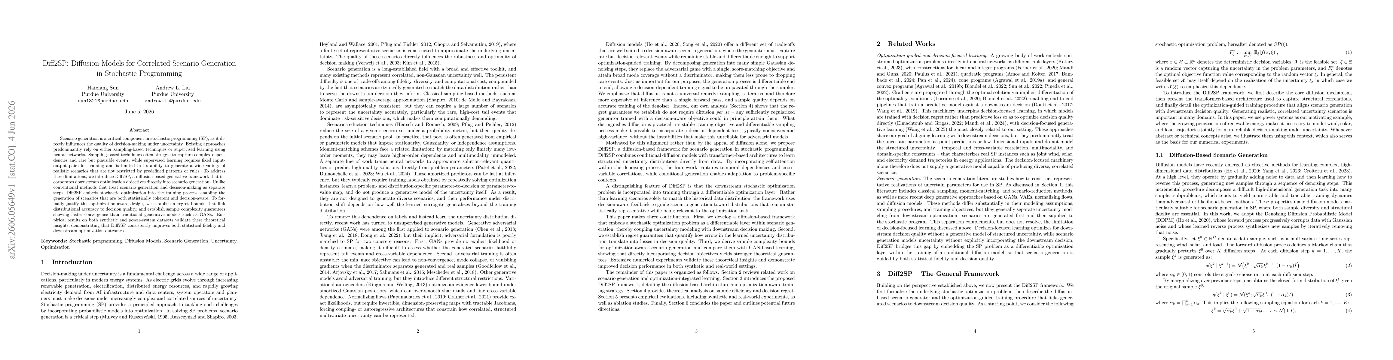 Thumbnail for Diff2SP: Diffusion Models for Correlated Scenario Generation in Stochastic Programming