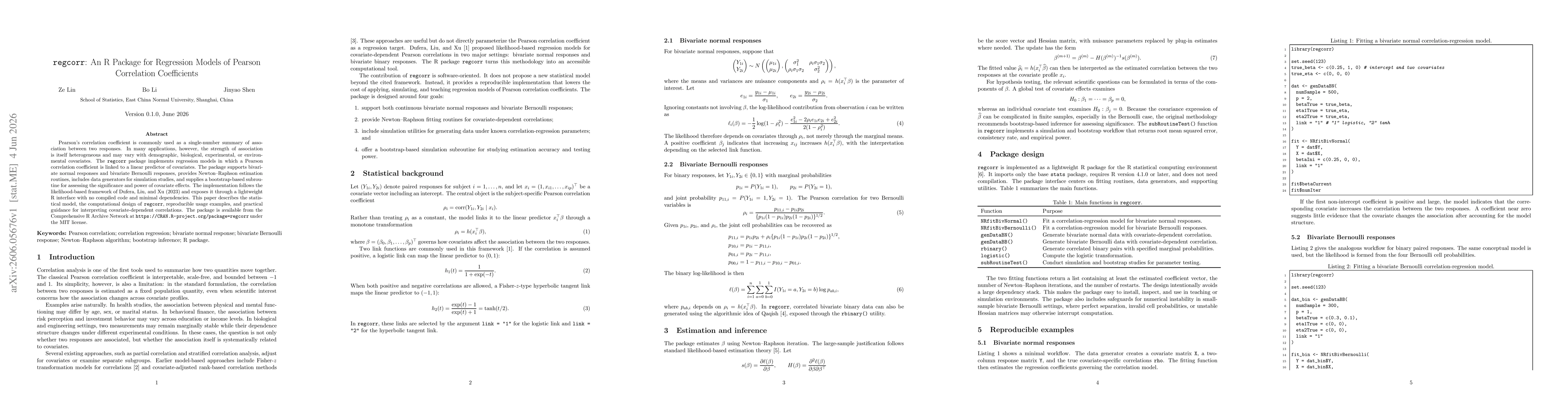 Thumbnail for regcorr: An R Package for Regression Models of Pearson Correlation Coefficients
