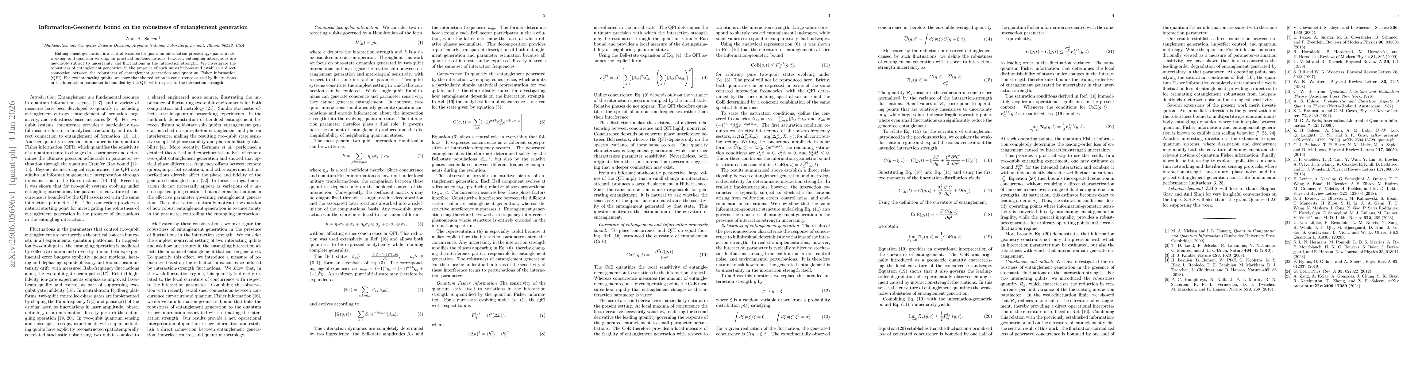 Thumbnail for Information-Geometric Bound on the Robustness of Entanglement Generation