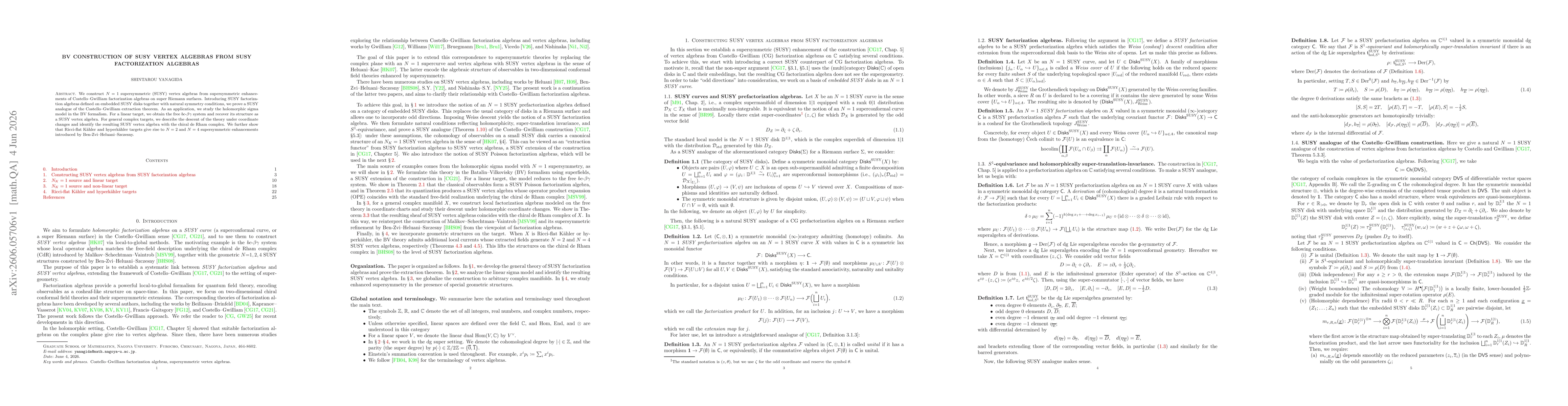 Thumbnail for BV construction of SUSY vertex algebras from SUSY factorization algebras
