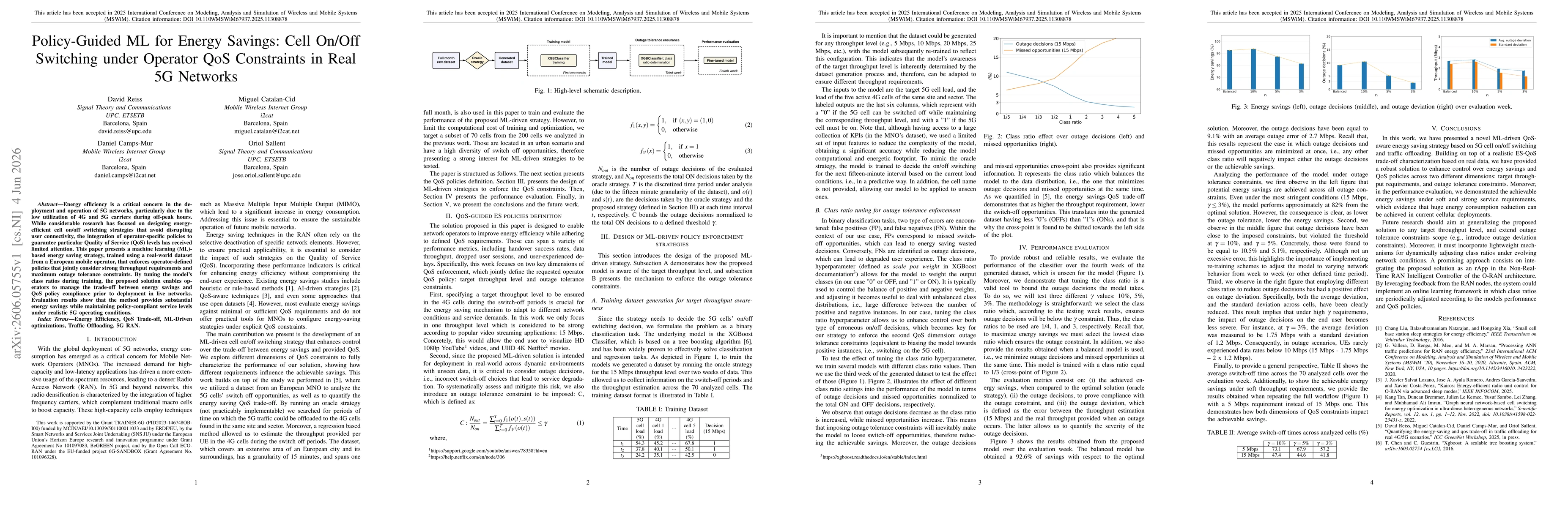 Thumbnail for Policy-Guided ML for Energy Savings: Cell On/Off Switching under Operator QoS Constraints in Real 5G Networks