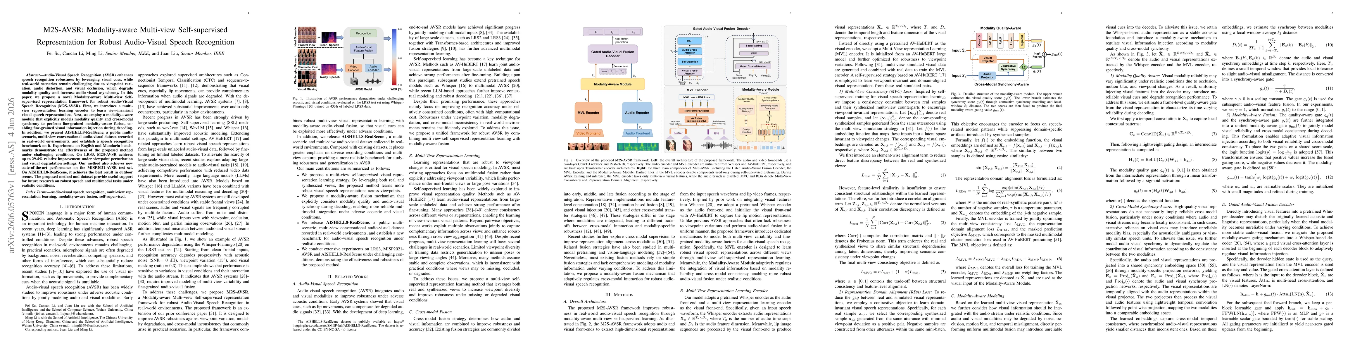 Thumbnail for M2S-AVSR: Modality-aware Multi-view Self-supervised Representation for Robust Audio-Visual Speech Recognition