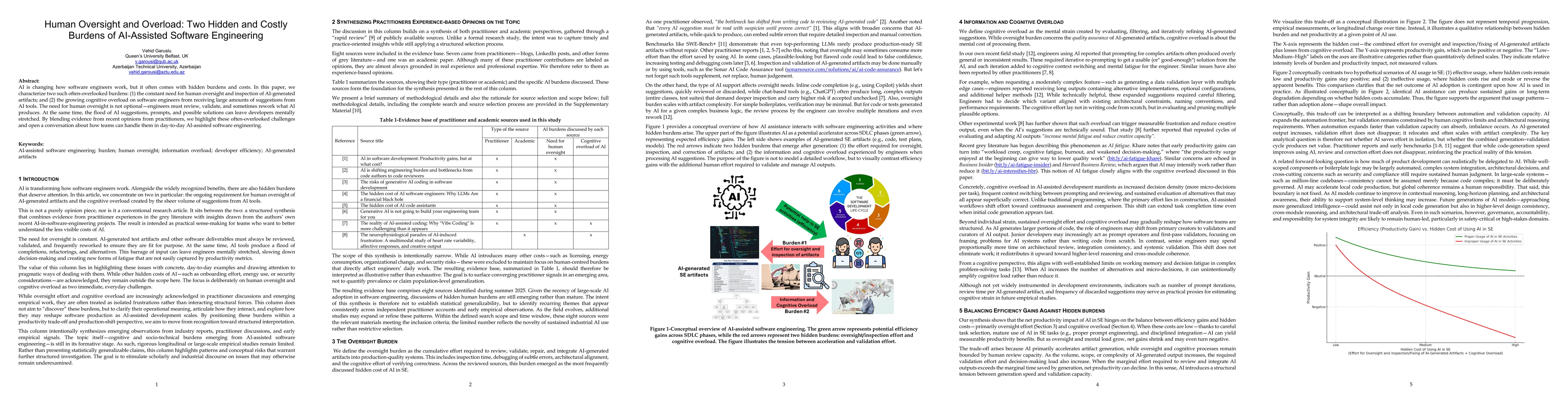 Thumbnail for Human Oversight and Overload: Two Hidden and Costly Burdens of AI-Assisted Software Engineering