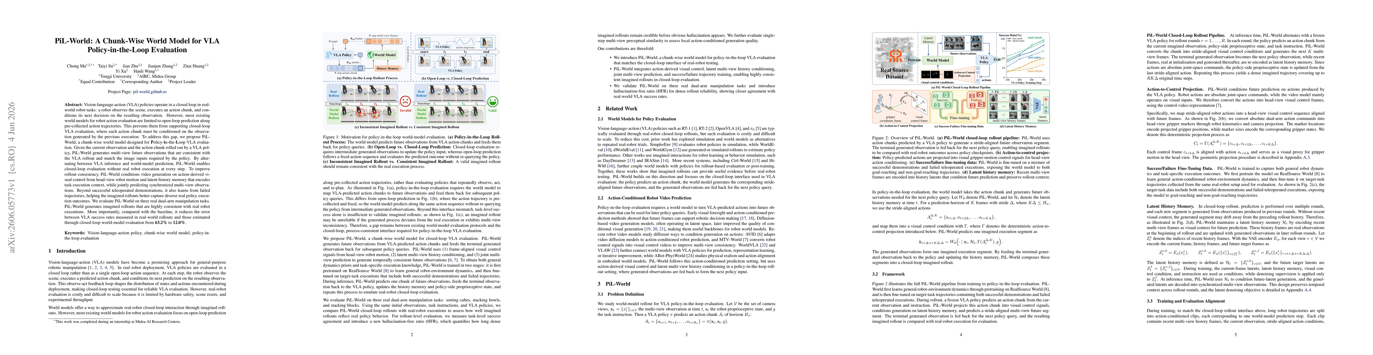 Thumbnail for PiL-World: A Chunk-Wise World Model for VLA Policy-in-the-Loop Evaluation