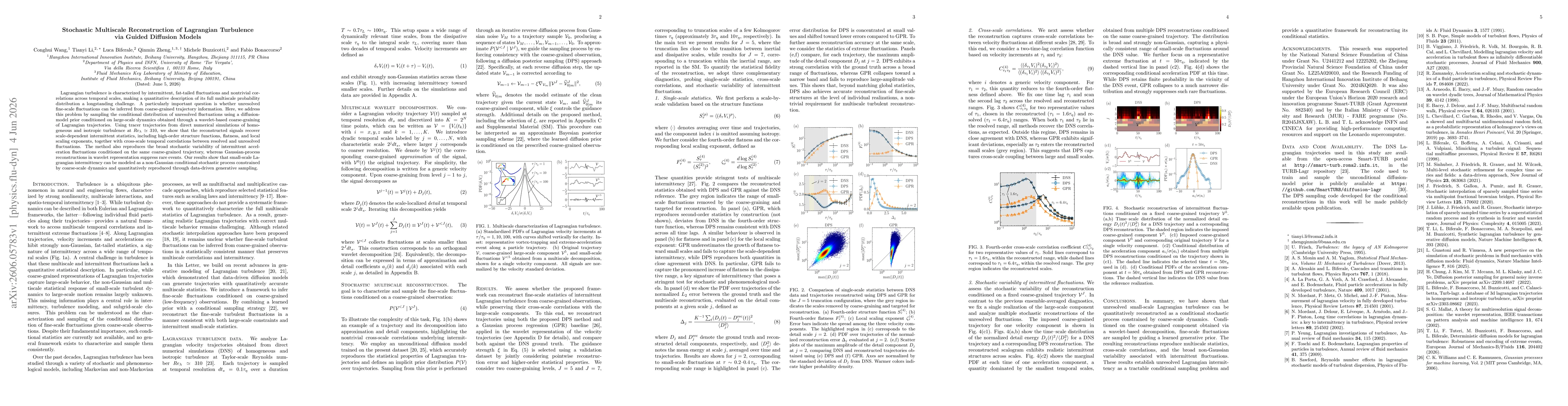 Thumbnail for Stochastic Multiscale Reconstruction of Lagrangian Turbulence via Guided Diffusion Models