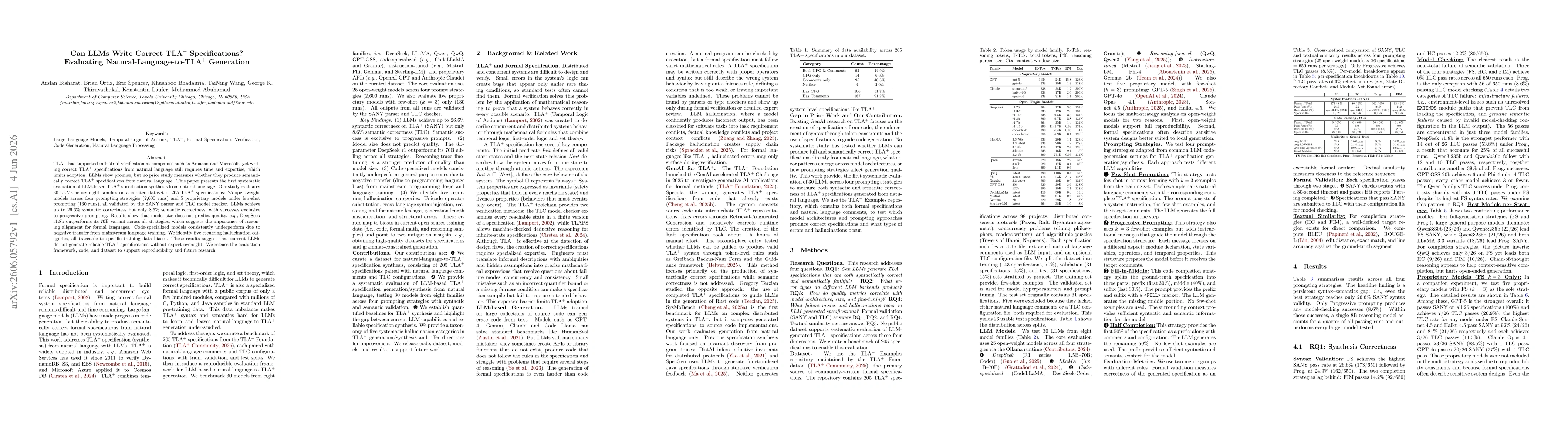 Thumbnail for Can LLMs Write Correct TLA+ Specifications? Evaluating Natural-Language-to-TLA+ Generation
