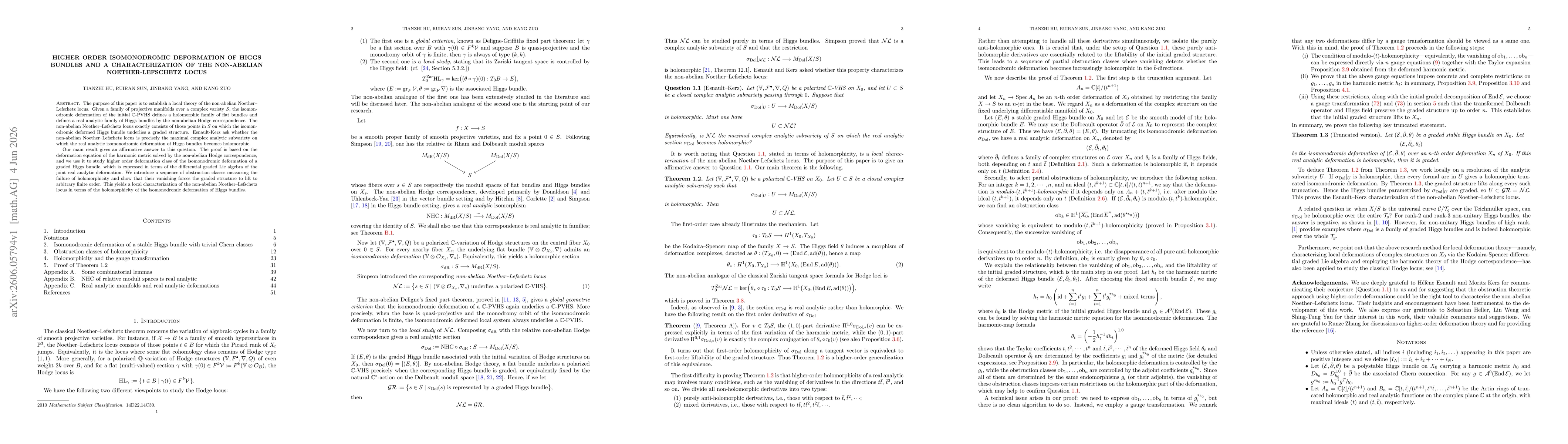 Thumbnail for Higher order isomonodromic deformation of Higgs bundles and a characterization of the non-abelian Noether-Lefschetz locus