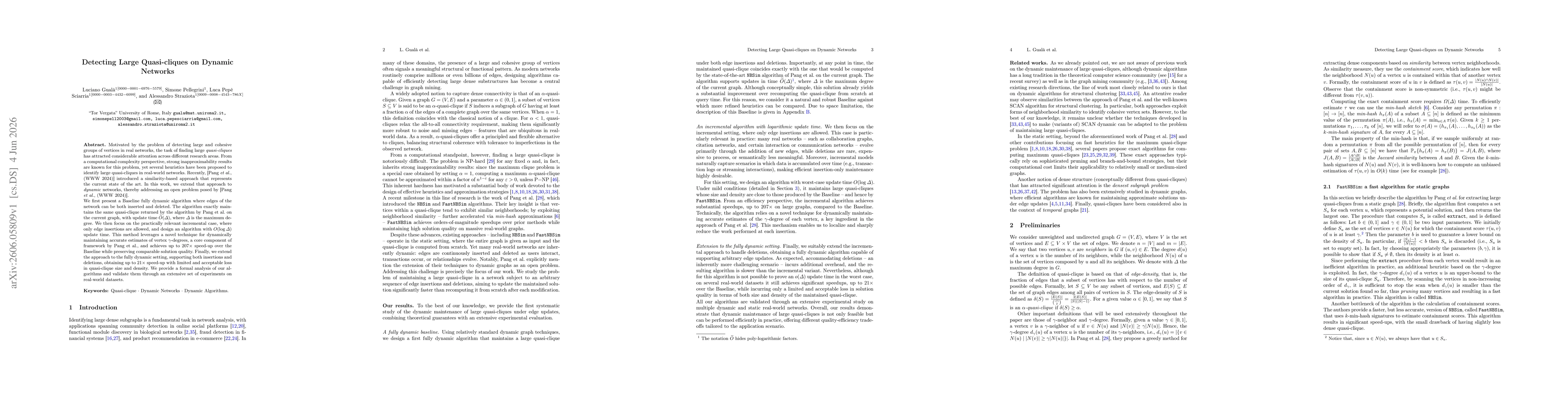Thumbnail for Detecting Large Quasi-cliques on Dynamic Networks