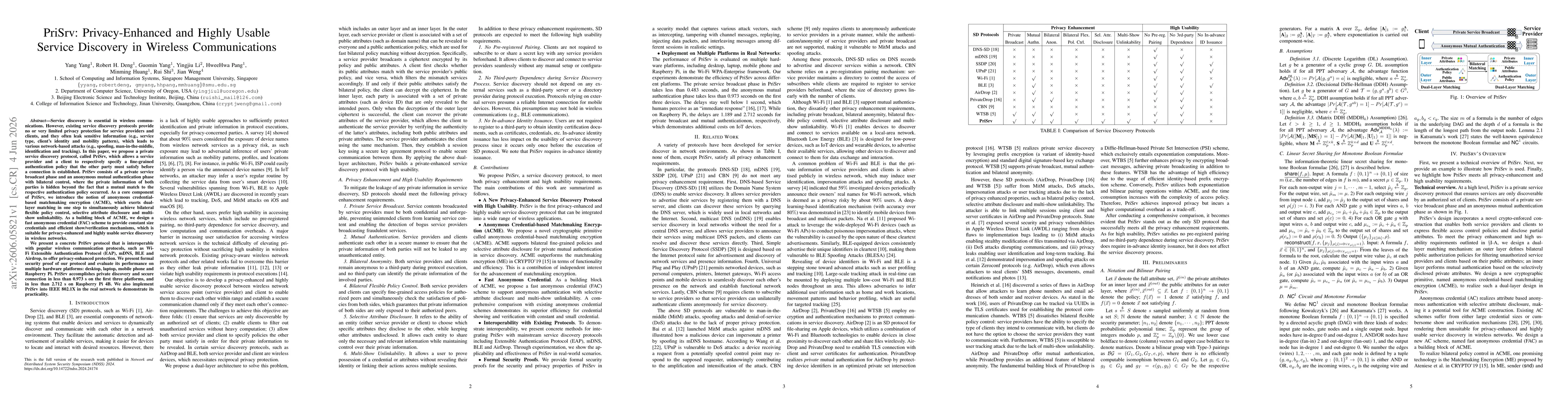 Thumbnail for PriSrv: Privacy-Enhanced and Highly Usable Service Discovery in Wireless Communications