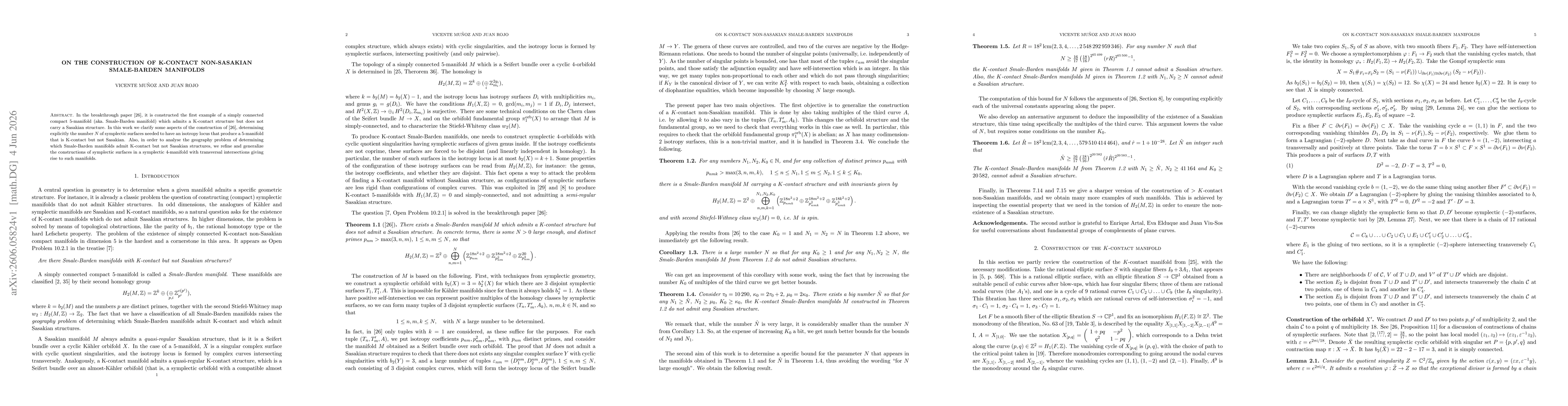 Thumbnail for On the construction of K-contact non-Sasakian Smale-Barden manifolds