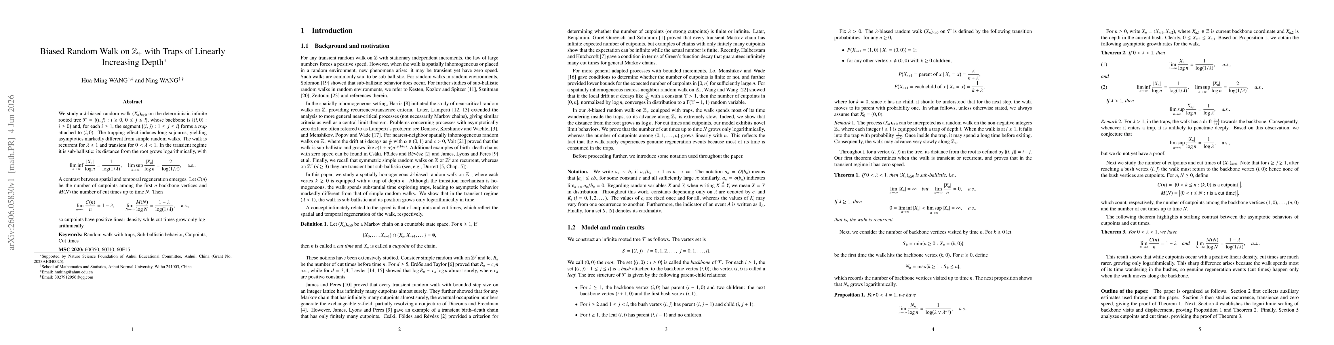 Thumbnail for Biased Random Walk on $\mathbb Z_+$ with Traps of Linearly Increasing Depth