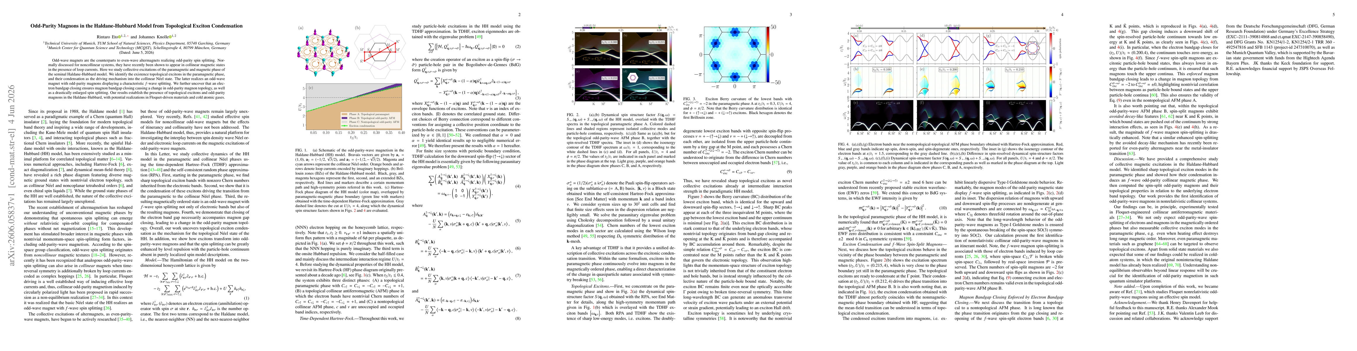 Thumbnail for Odd-parity magnons in the Haldane-Hubbard model from topological exciton condensation