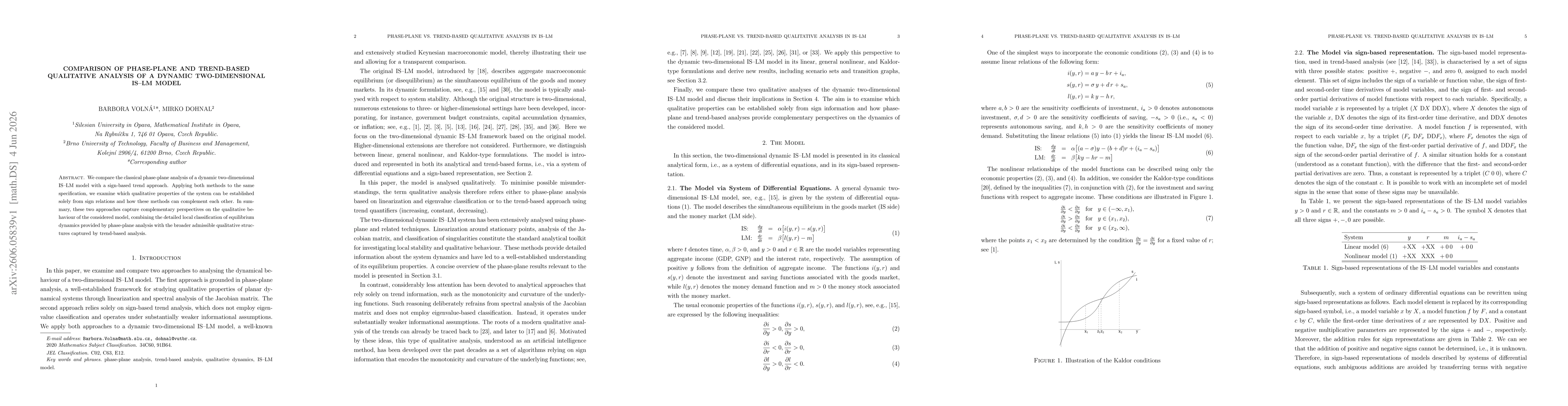 Thumbnail for Comparison of Phase-Plane and Trend-Based Qualitative Analysis of a Dynamic Two-Dimensional IS--LM Model