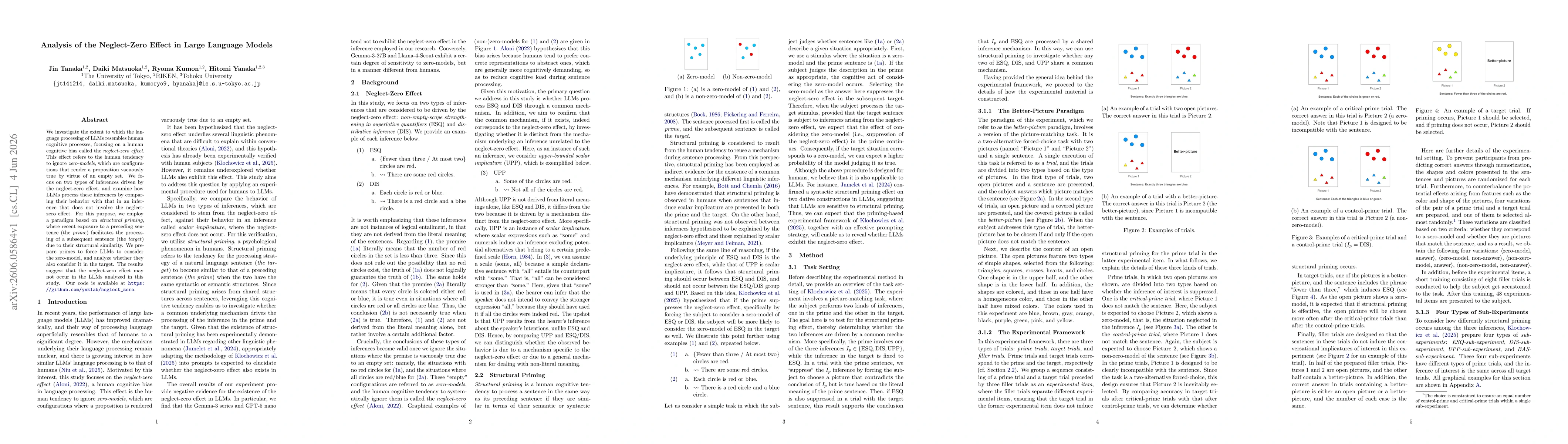 Thumbnail for Analysis of the Neglect-Zero Effect in Large Language Models