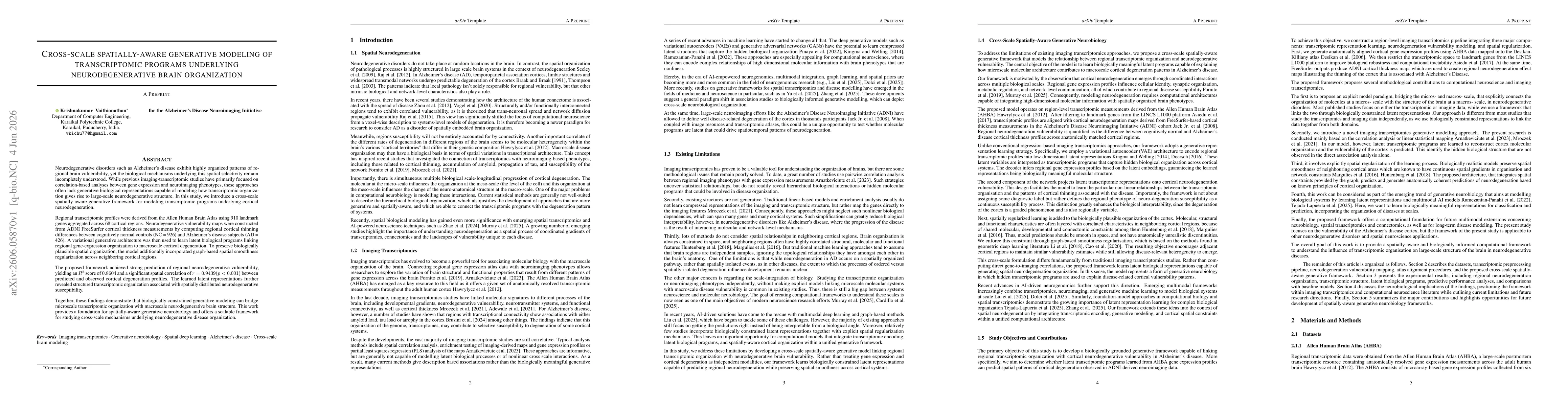 Thumbnail for Cross-scale spatially-aware generative modeling of transcriptomic programs underlying neurodegenerative brain organization