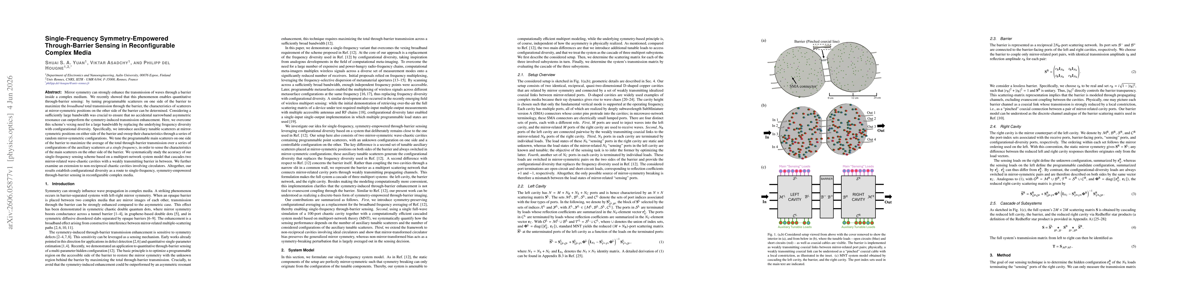 Thumbnail for Single-Frequency Symmetry-Empowered Through-Barrier Sensing in Reconfigurable Complex Media
