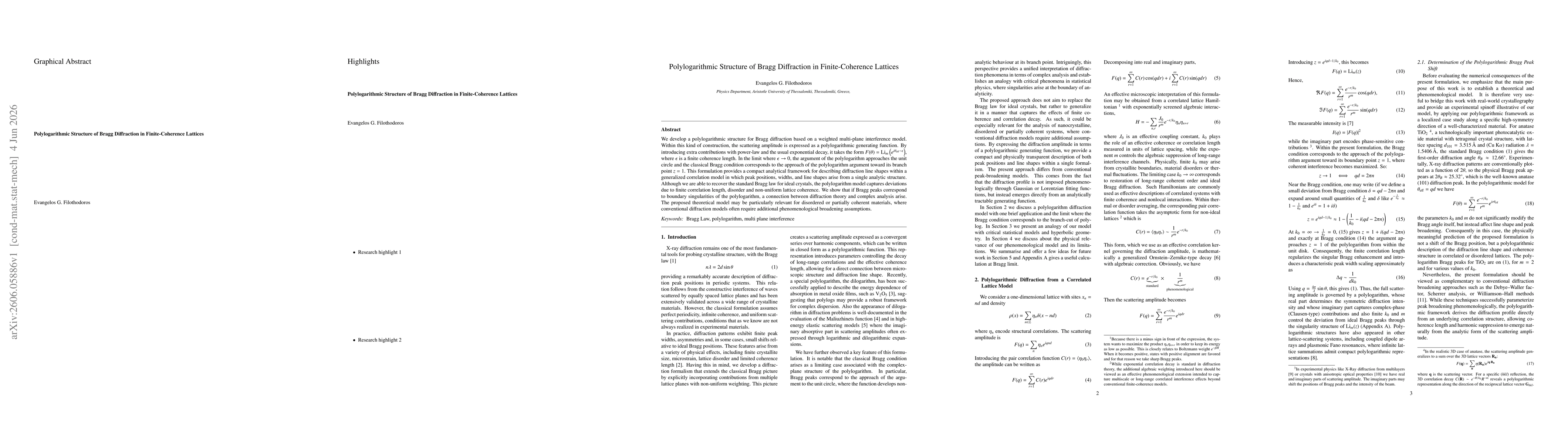 Thumbnail for Polylogarithmic Structure of Bragg Diffraction in Finite-Coherence Lattices