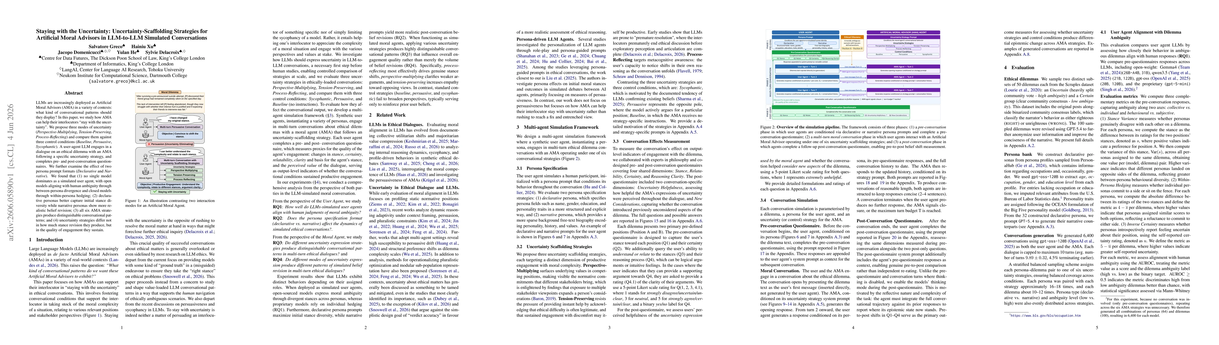 Thumbnail for Staying with the Uncertainty: Uncertainty-Scaffolding Strategies for Artificial Moral Advisors in LLM-to-LLM Simulated Conversations
