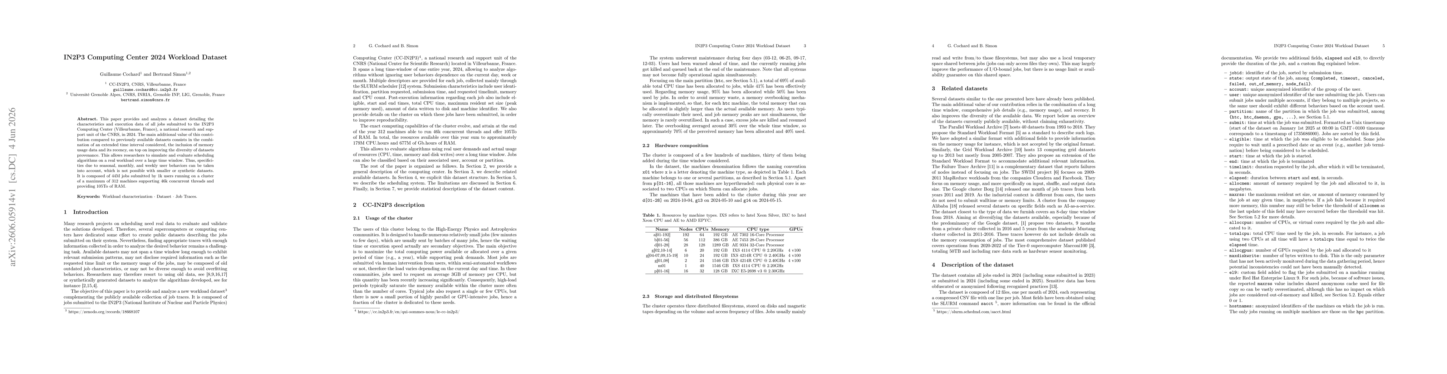 Thumbnail for IN2P3 Computing Center 2024 Workload Dataset