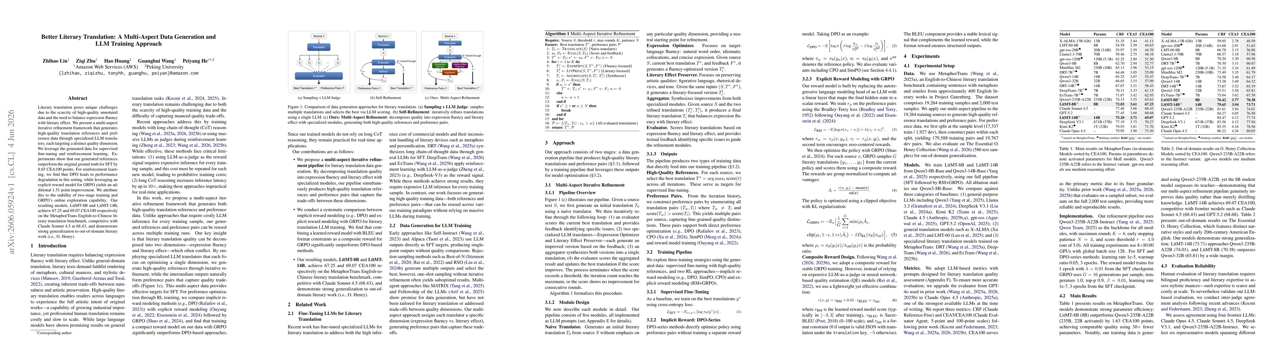 Thumbnail for Better Literary Translation: A Multi-Aspect Data Generation and LLM Training Approach