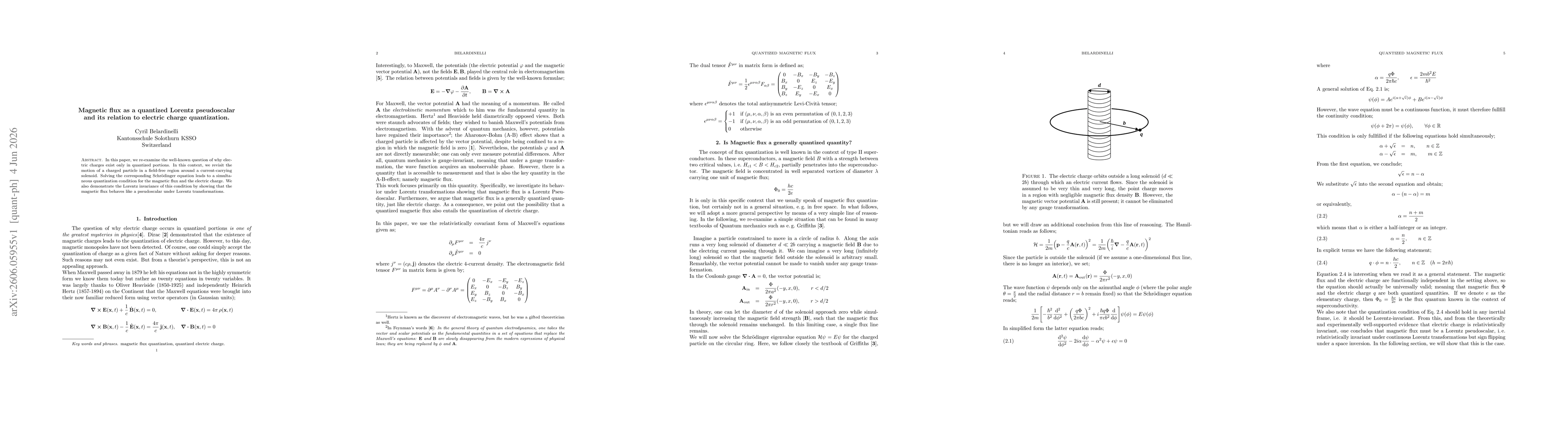 Thumbnail for Magnetic flux as a quantized Lorentz pseudoscalar and its relation to electric charge quantization