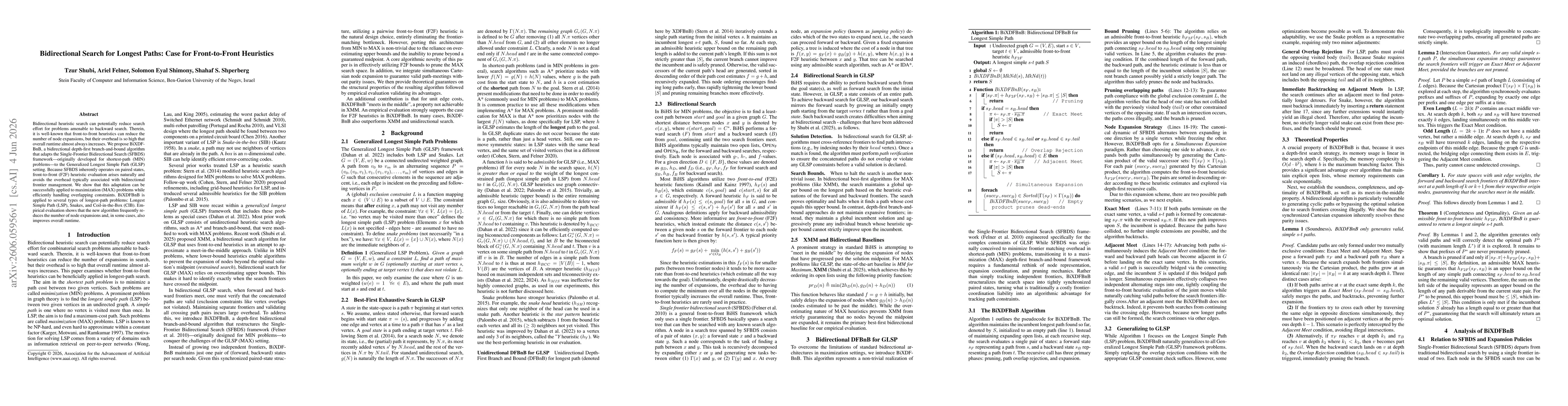 Thumbnail for Bidirectional Search for Longest Paths: Case for Front-to-Front Heuristics