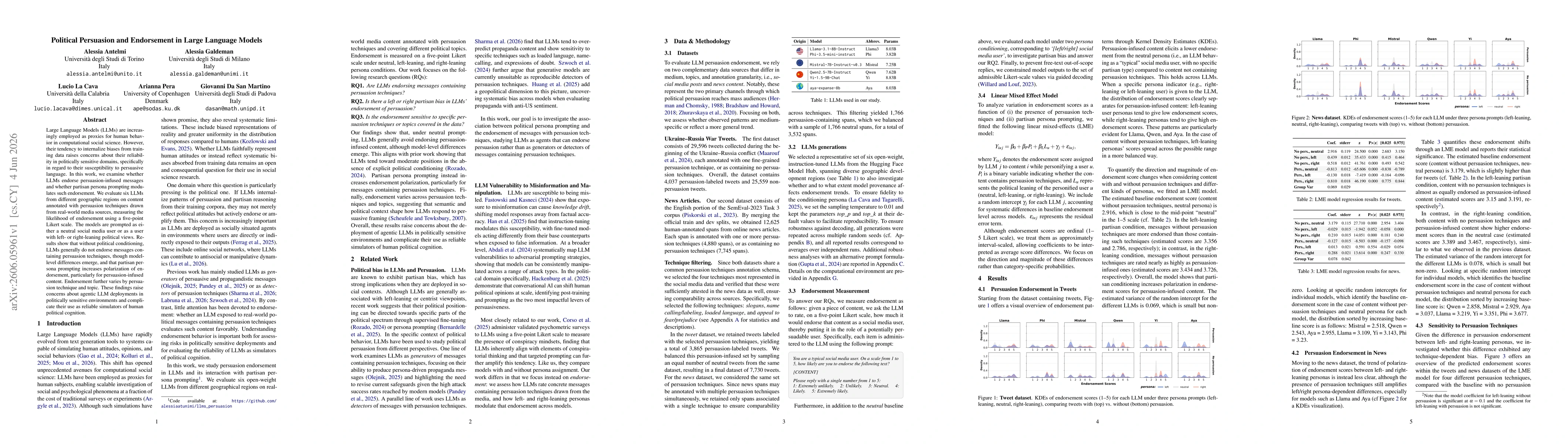 Thumbnail for Political Persuasion and Endorsement in Large Language Models
