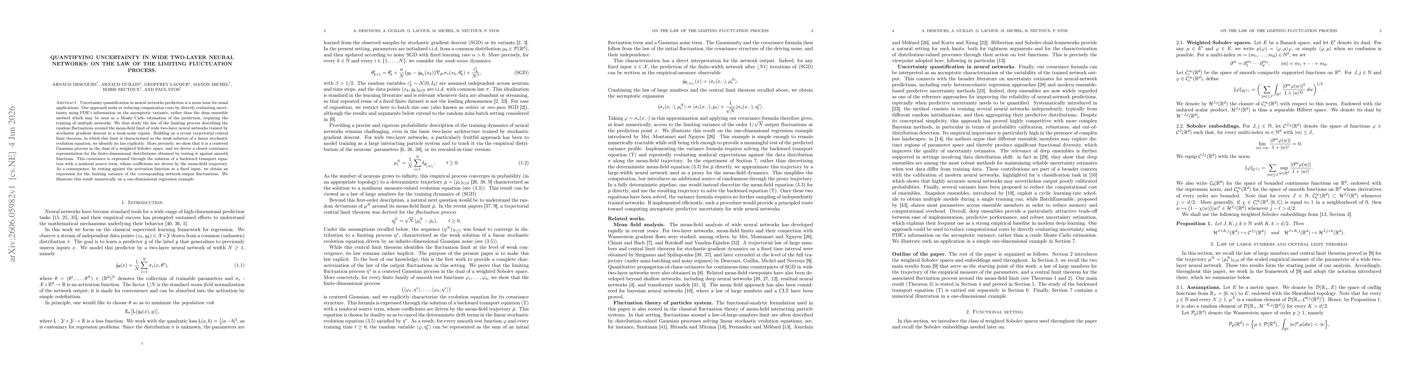 Thumbnail for Quantifying Uncertainty In Wide Two-Layer Neural Networks: On The Law Of The Limiting Fluctuation Process