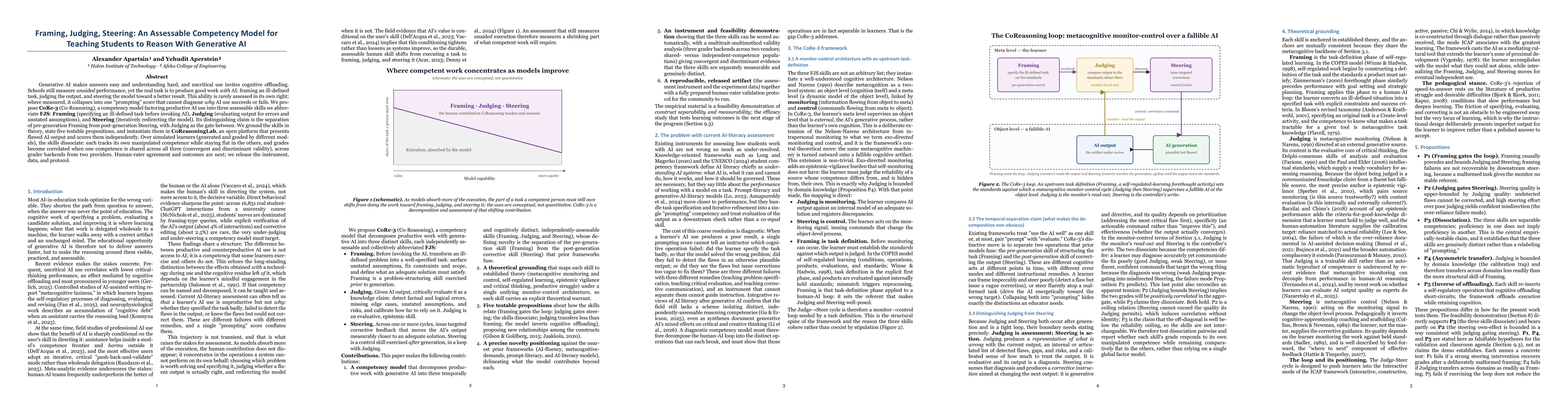 Thumbnail for Framing, Judging, Steering: An Assessable Competency Model for Teach-ing Students to Reason With Generative AI