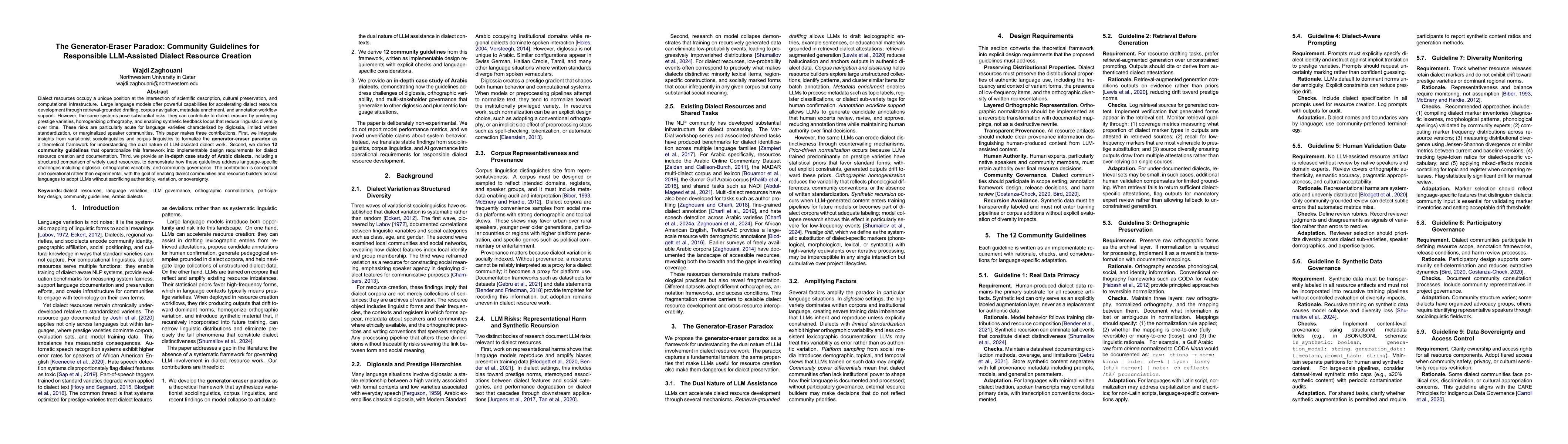 Thumbnail for The Generator-Eraser Paradox: Community Guidelines for Responsible LLM-Assisted Dialect Resource Creation