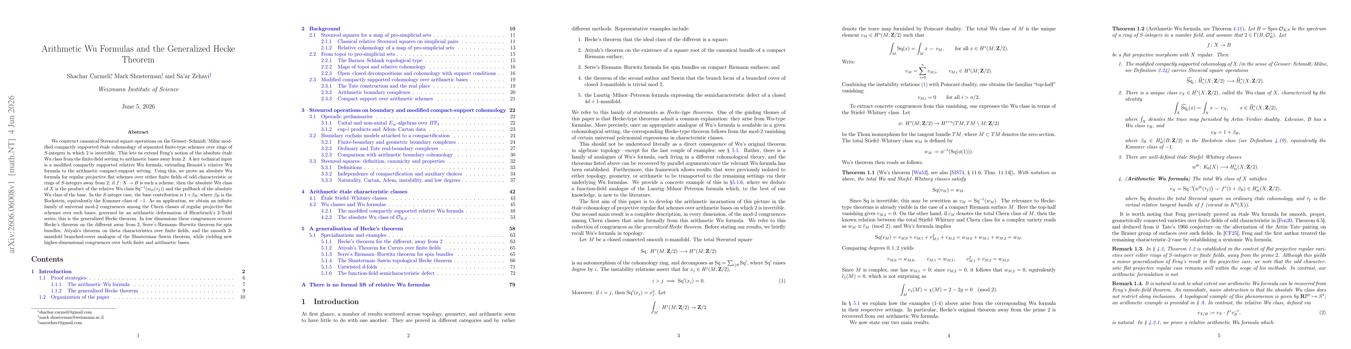 Thumbnail for Arithmetic Wu Formulas and the Generalized Hecke Theorem
