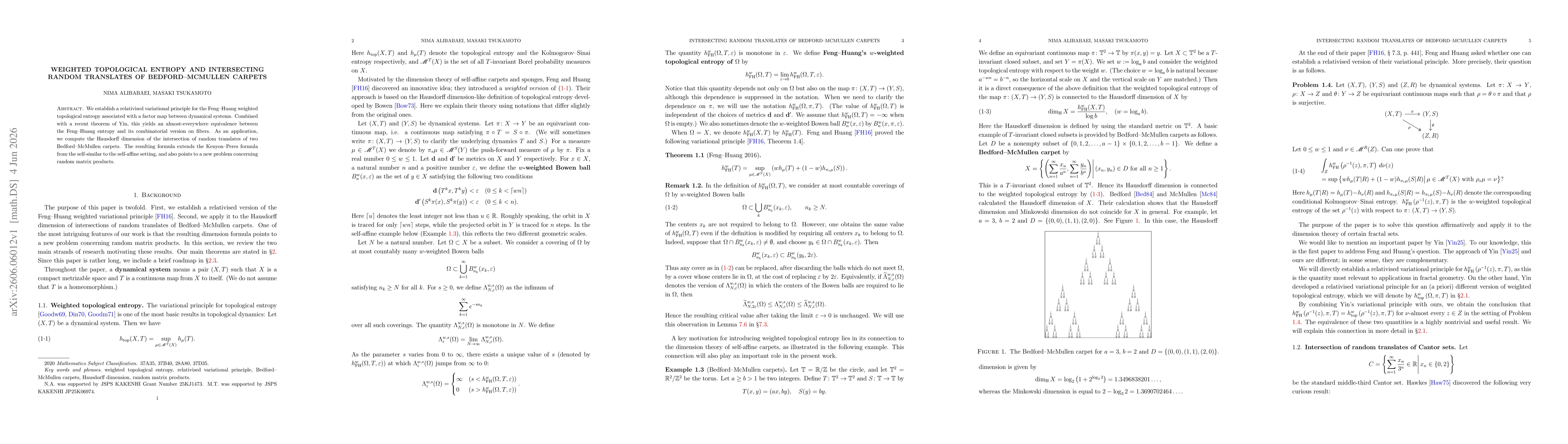 Thumbnail for Weighted topological entropy and intersecting random translates of Bedford--McMullen carpets