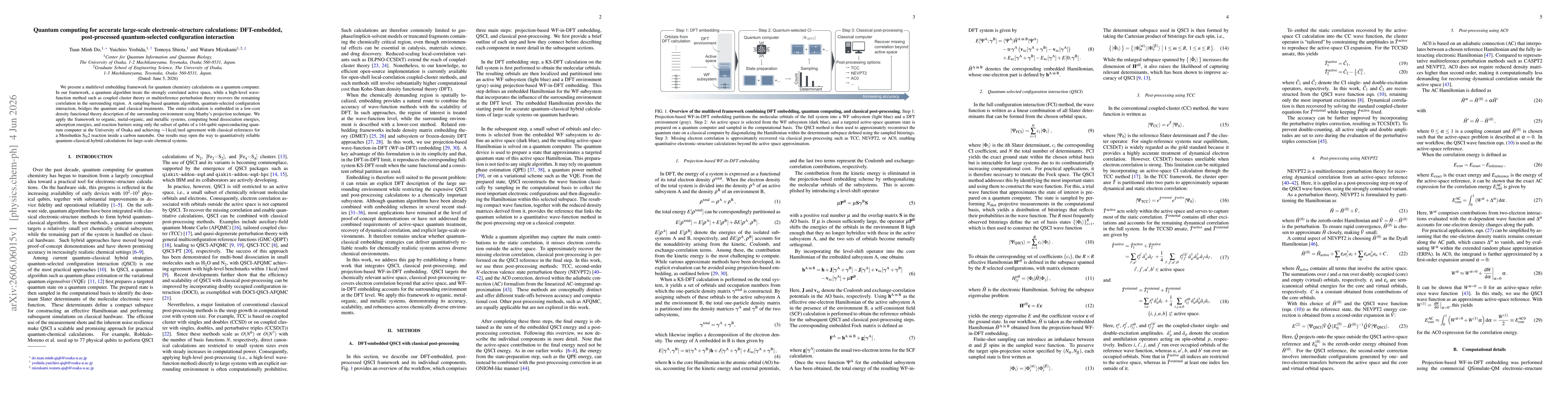Thumbnail for Quantum computing for accurate large-scale electronic-structure calculations: DFT-embedded, post-processed quantum-selected configuration interaction