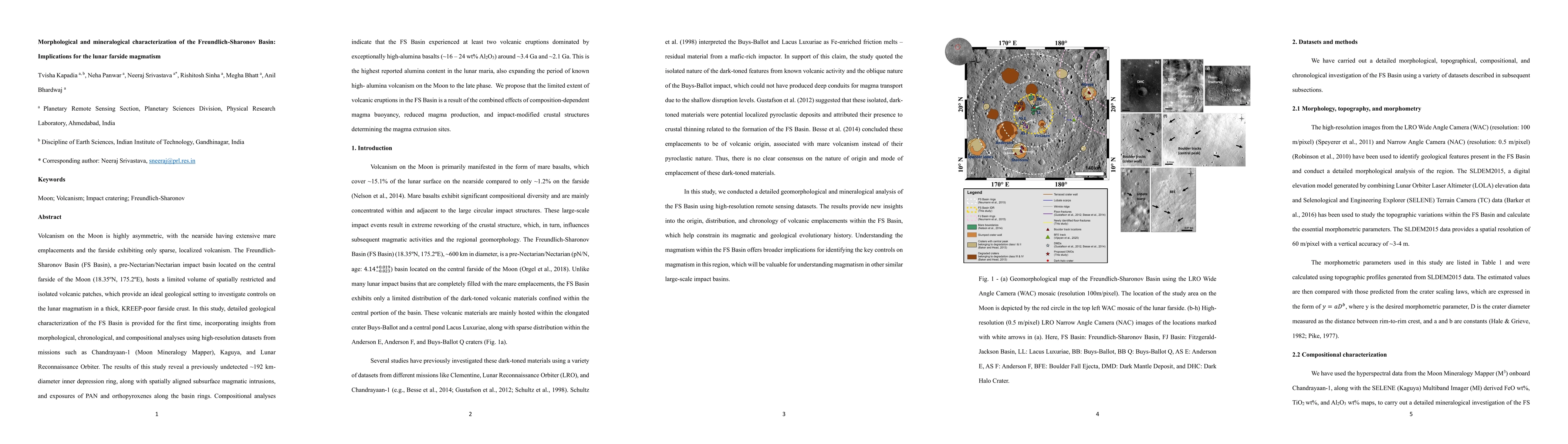 Thumbnail for Morphological and mineralogical characterization of the Freundlich-Sharonov Basin: Implications for the lunar farside magmatism