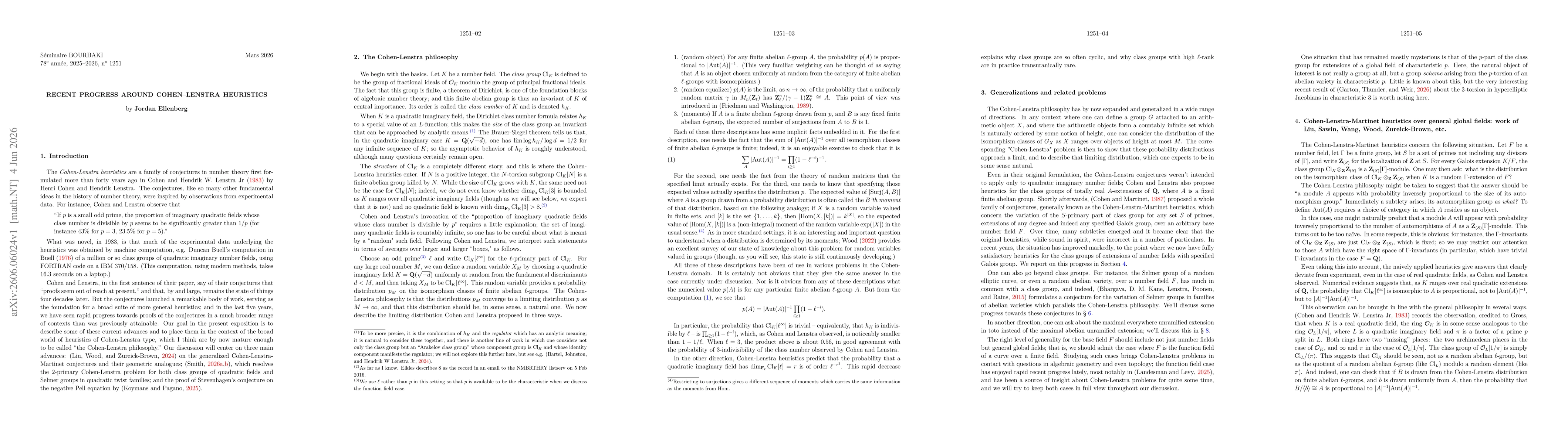 Thumbnail for Recent Progress around Cohen-Lenstra Heuristics