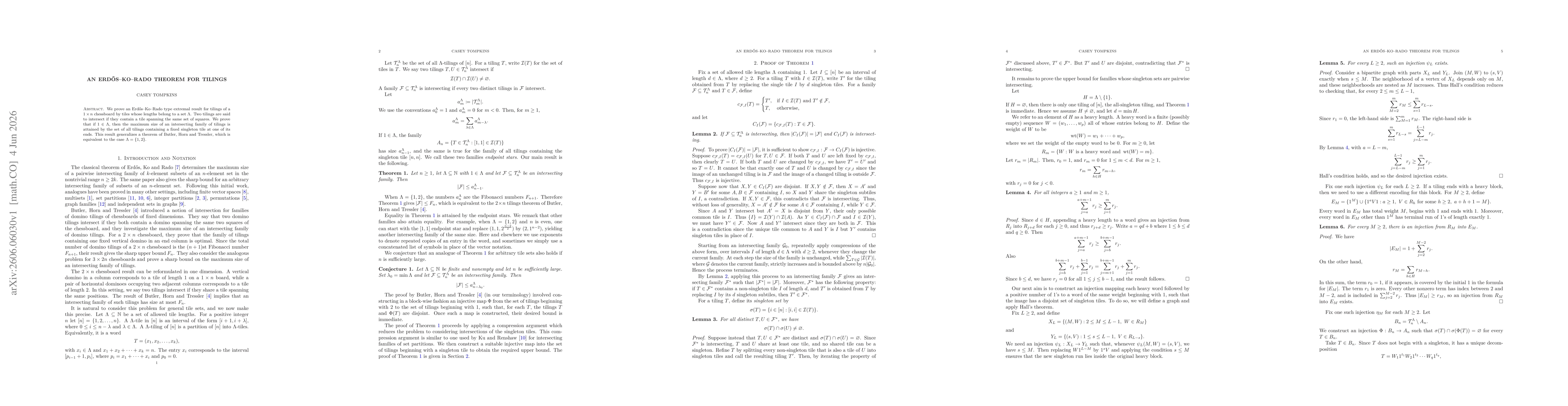 Thumbnail for An Erdős-Ko-Rado Theorem for Tilings
