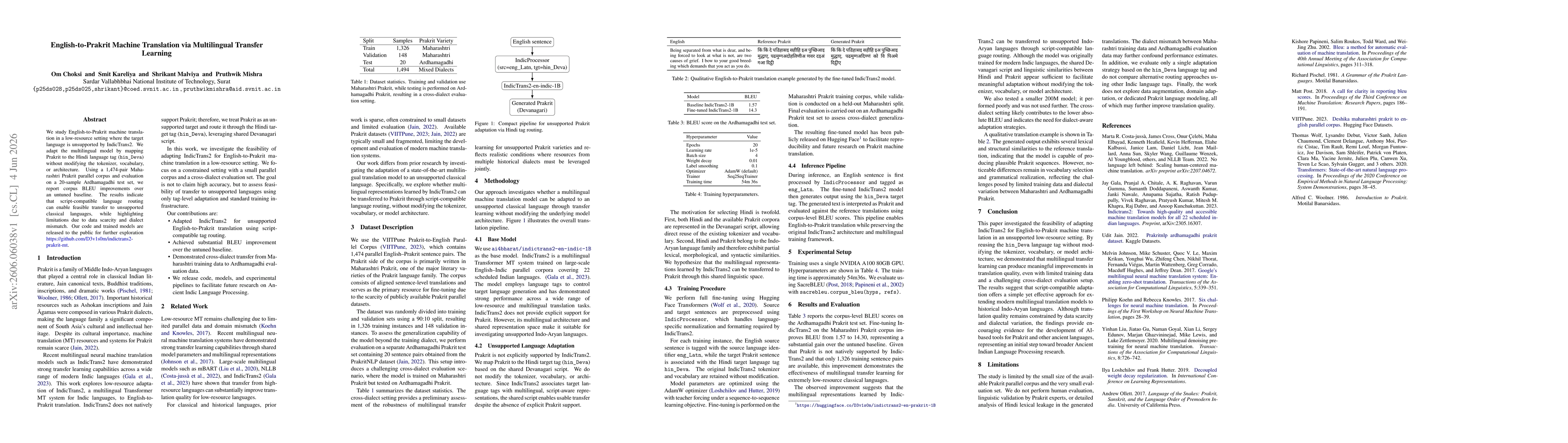 Thumbnail for English-to-Prakrit Machine Translation via Multilingual Transfer Learning