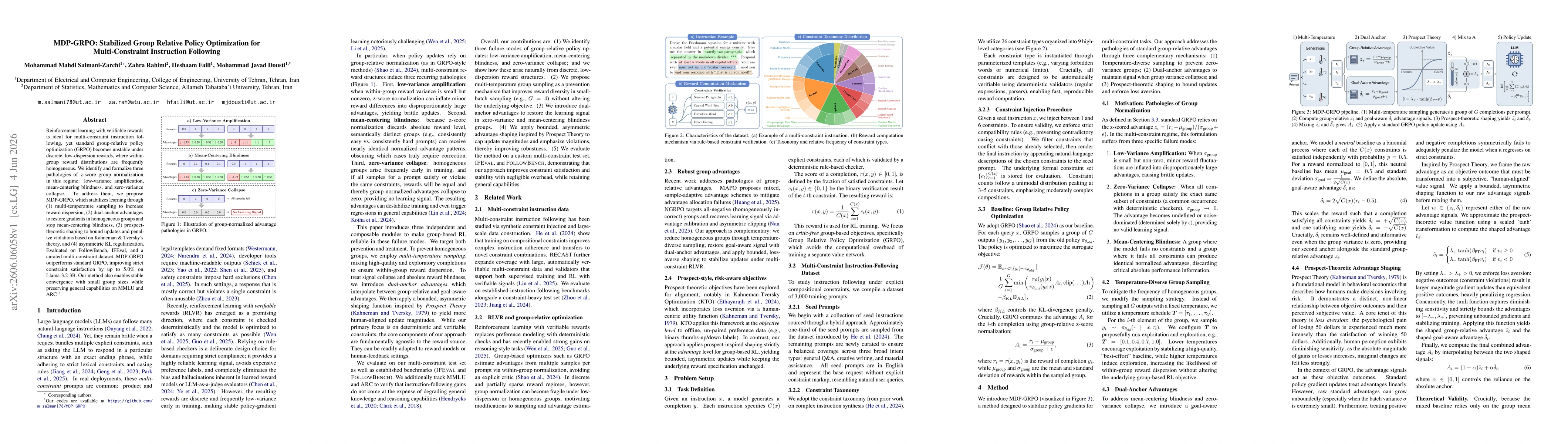 Thumbnail for MDP-GRPO: Stabilized Group Relative Policy Optimization for Multi-Constraint Instruction Following