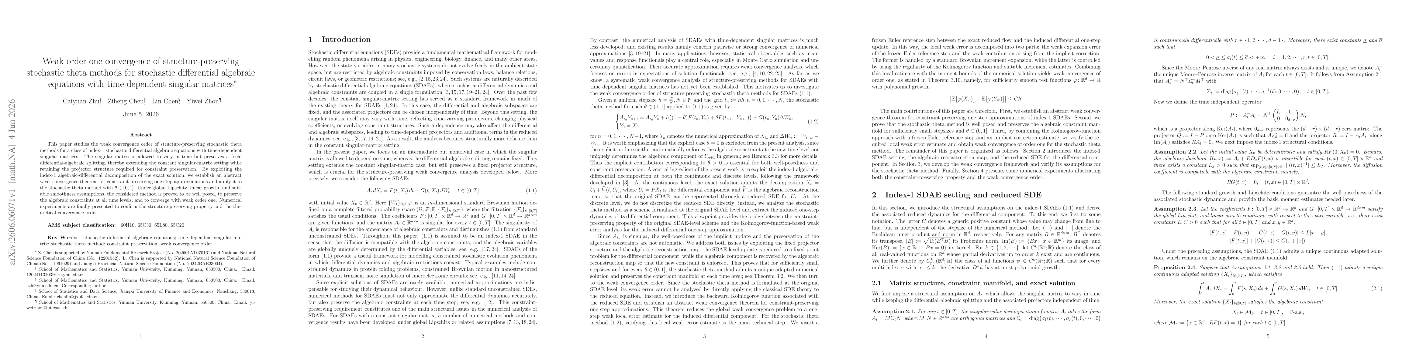 Thumbnail for Weak order one convergence of structure-preserving stochastic theta methods for stochastic differential algebraic equations with time-dependent singular matrices
