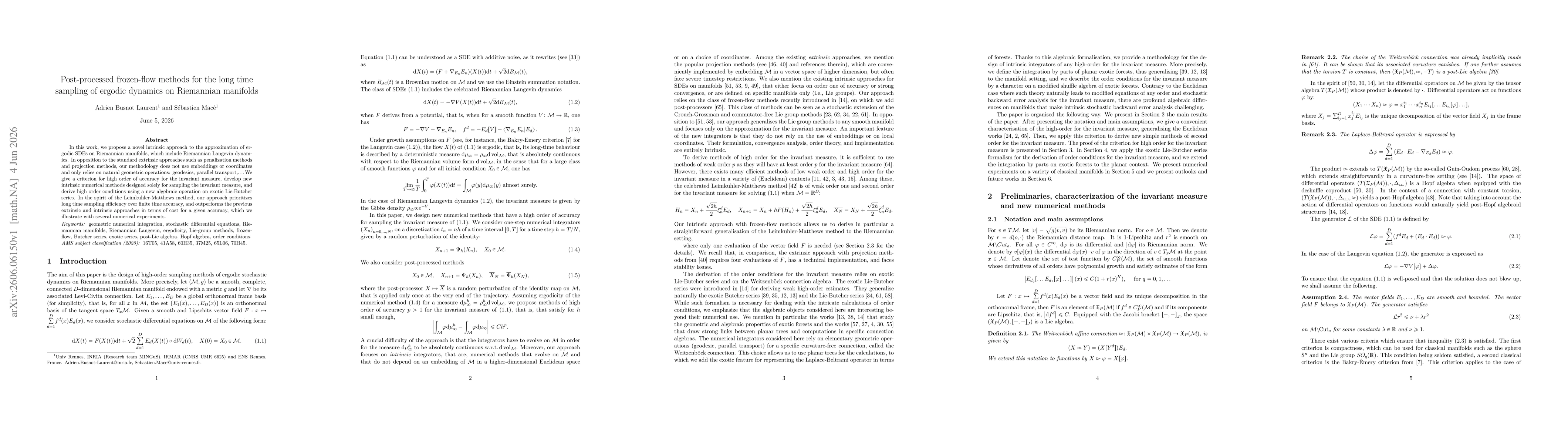 Thumbnail for Post-processed frozen-flow methods for the long time sampling of ergodic dynamics on Riemannian manifolds