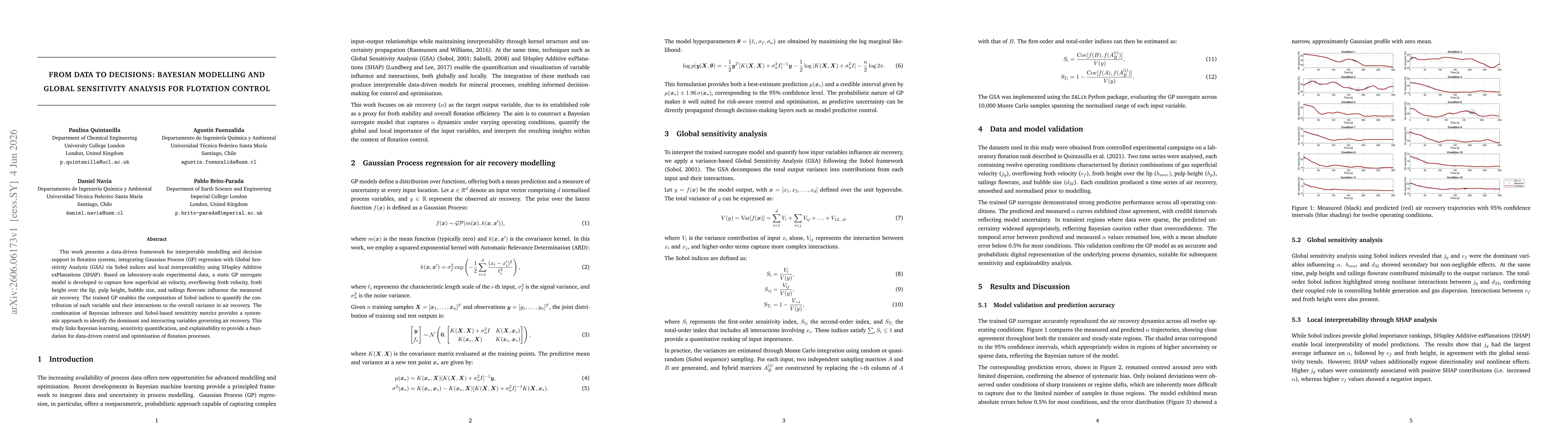Thumbnail for From data to decisions: Bayesian modelling and global sensitivity analysis for flotation control